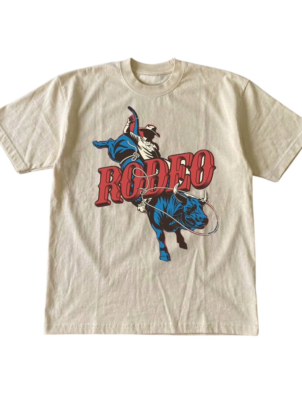 Gildan Rodeo in Cream with Red & Blue Artwork